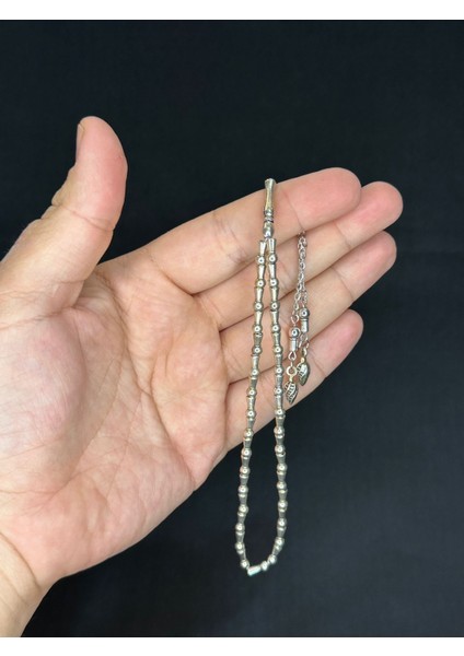 Alpaka Tesbih Gümüş Benzetme Arpa Kesim T-507.