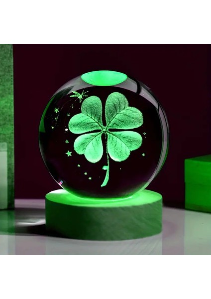 Isme Özel Ahşap 4 Yapraklı Yonca Cam Küre 3 Boyutlu Şans Küresi 6cm fiyatları