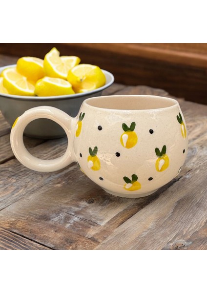 Ece Baby Limon Seramik Kupa Bardak Mug Duble Kahve Fincanı