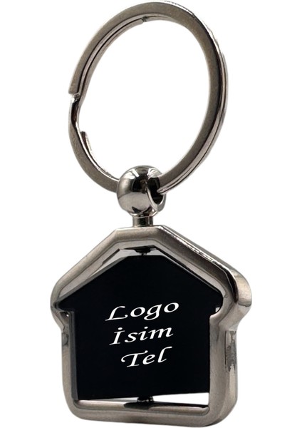 Metal Ev Şeklinde Anahtarlık Isme Özel