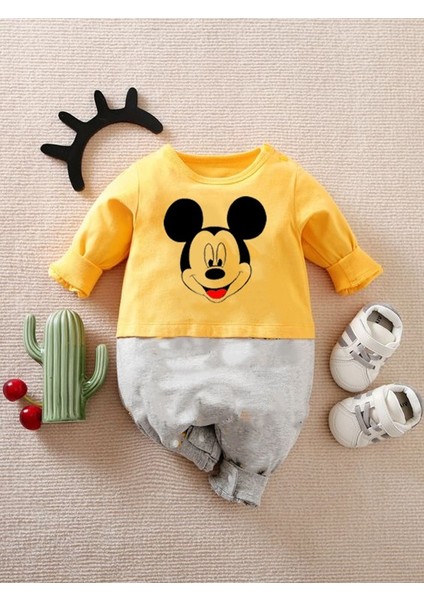 Bebek Organik Tulum Pamuk Mickey Mouse Sarı
