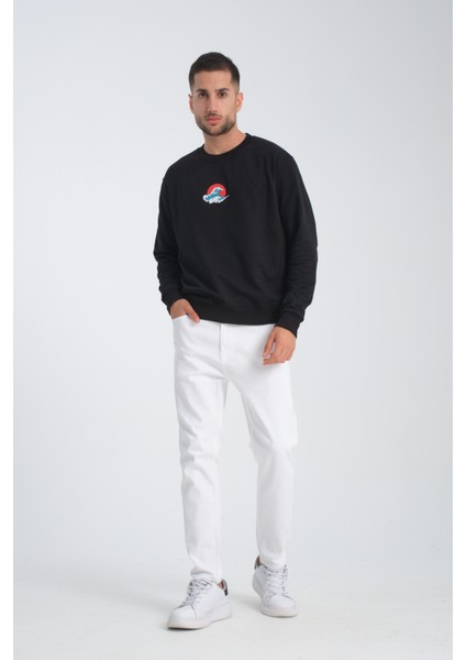 Japan Wave Erkek Yuvarlak Yakalı Nakışlı Sweatshirt modelleri
