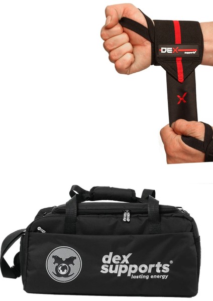 Fitness Sporcu Bilekliği Wrist Wraps Elite + Xxl Büyük Boy Fitness Spor Çantası Gri 2'li Paket