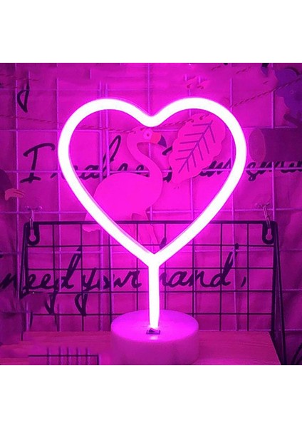 Kalp Tasarımlı Işıklı Neon LED Lamba