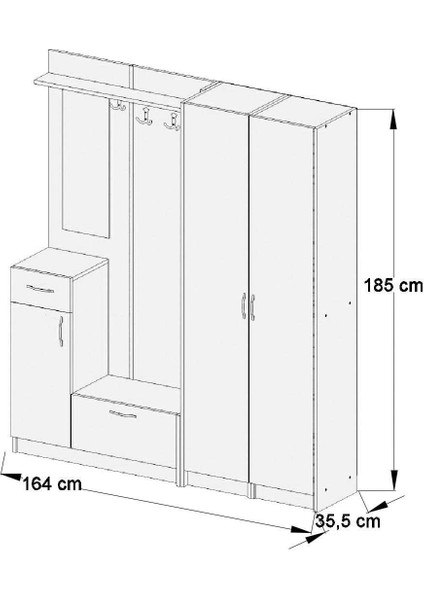 ABRE vm-363437 BEYAZ VESTİYER PORTMANTO AYAKKABILIK