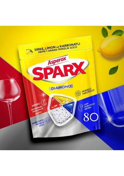 Sparx Sirke Limon Karbonat Bulaşık Kapsülü, 40'lı Paket