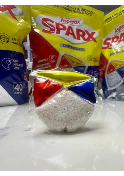 Sparx Sirke Limon Karbonat Bulaşık Kapsülü, 40'lı Paket