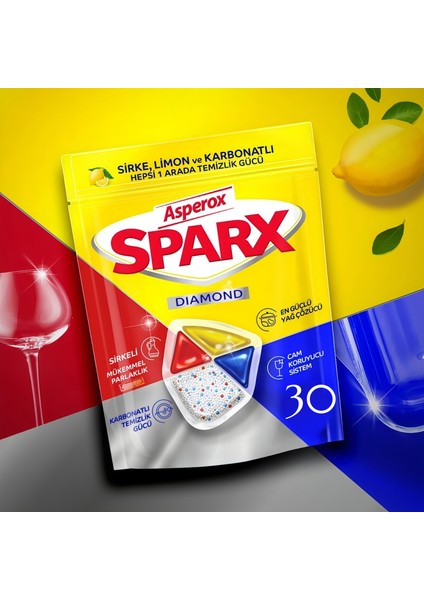 Sparx Sirke Limon Karbonat Bulaşık Kapsülü, 40'lı Paket