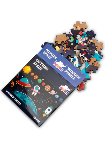 Montessori Outher Space Ahşap 40 Parça Puzzle / 1+ Yaş / Eğitici, Öğretici ve Güvenli Çocuk Oyuncağı