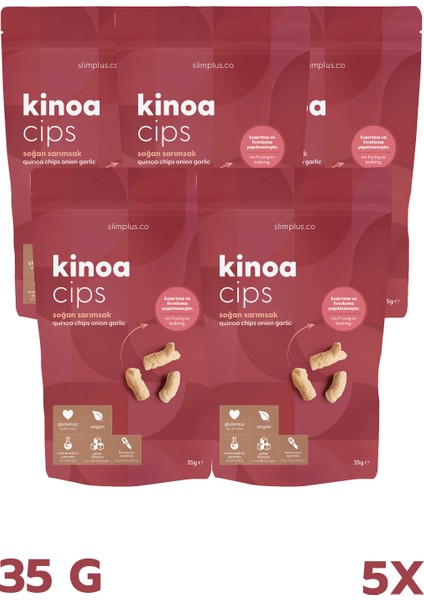 5 Paket 35G Glutensiz Vegan Yağsız Soğan Sarımsaklı Kinoa Cips