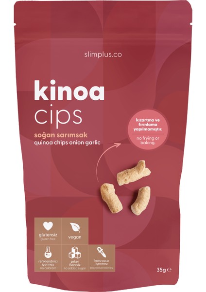 5 Paket 35G Glutensiz Vegan Yağsız Soğan Sarımsaklı Kinoa Cips