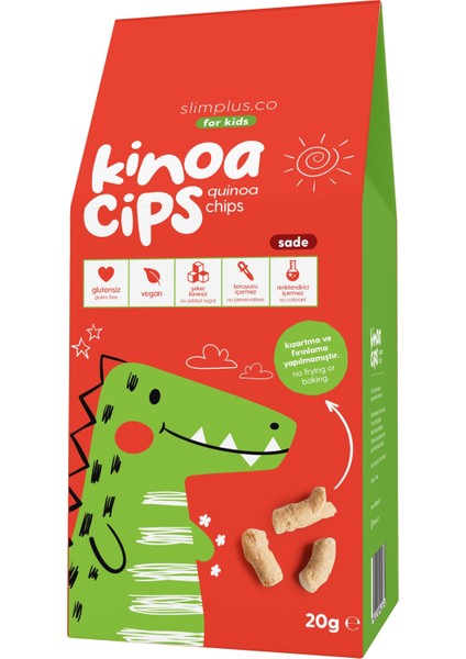 2 Paket 20 Gr. Sade Kinoa Cips For Kids Sevimli Dinozor ve Neşeli Yengeç