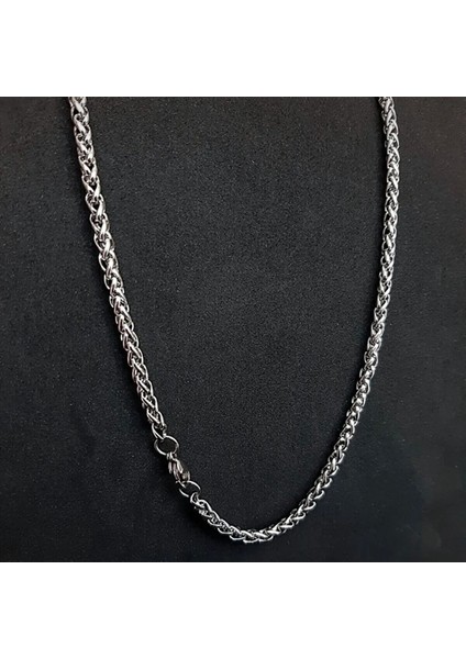 Çelik Örgü Zincir Kolye Unisex 65CM