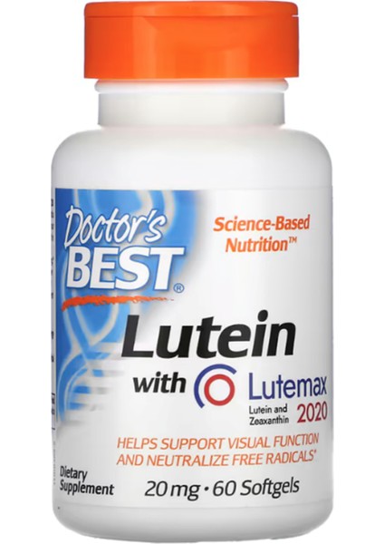 Doctor's Best, Lutein With Lutemax 2020, 20 Mg, 60 Softgels.ozelsporcugıdaların'dan