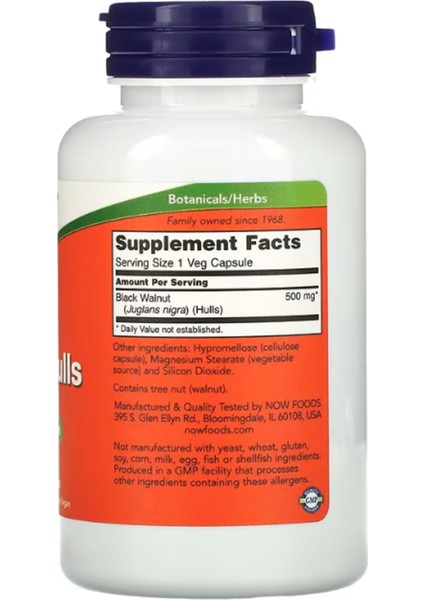 Foods Black Walnut Hulls 500 mg 100 Veg Capsul fiyatları