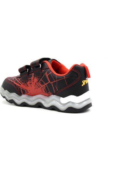 Mambo 4pr Spıderman Işıklı Çocuk Spor Ayakkabı Siyah