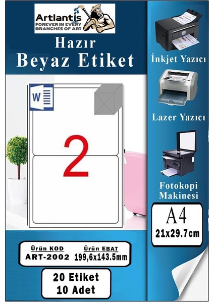 A4 Hazır Etiket 199.6X143.5 mm 10 Sayfa 1 Paket Kendinden Yapışkanlı Fotokopi Lazer Inkjet Kağıdı Yazıcılar Için Uyumlu