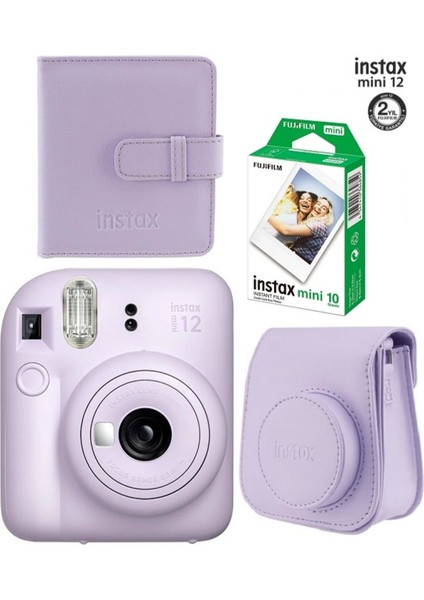 Sd Instax Mini 12 Fotoğraf Makinesi 10'lu Film ve Albümlü Çantalı Seti 87 100-3200 Mor Resmi Distri