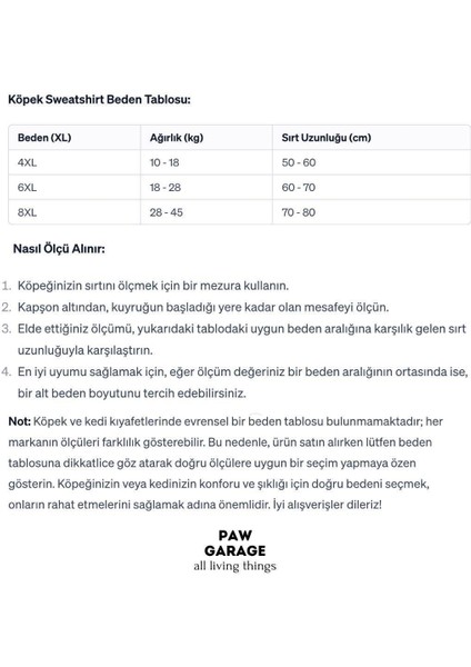 Paw Garage Köpek Kıyafeti 8 - 45 Kilo Orta ve Büyük Irklar Için Büyük Köpek Kıyafeti