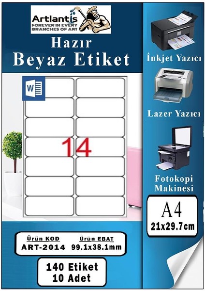 A4 Hazır Etiket 99.1X38.1 mm 10 Sayfa 1 Paket Kendinden Yapışkanlı Fotokopi Lazer Inkjet Kağıdı Yazıcılar Için Uyumlu