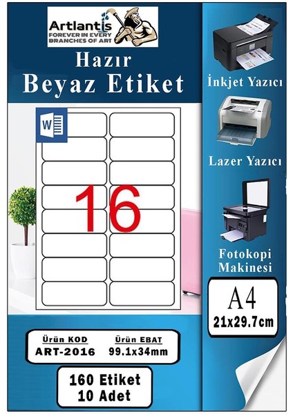 A4 Hazır Etiket 99.1X34 mm 10 Sayfa 1 Paket Kendinden Yapışkanlı Fotokopi Lazer Inkjet Kağıdı Yazıcılar Için Uyumlu