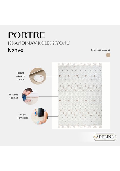 Adeline Home Portre 1541 Iskandinav Modern Toz Vermeyen Salon Mutfak Balkon Halısı