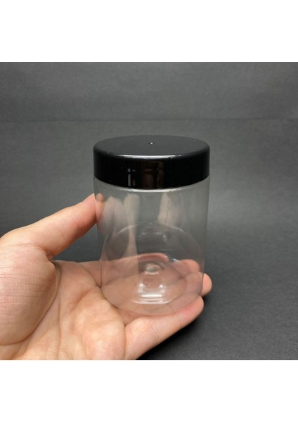 250 cc Silindir Pet Kavanoz - Siyah Plastik Kapaklı - 250 ml Plastik Kavanoz ( 3 Adet)