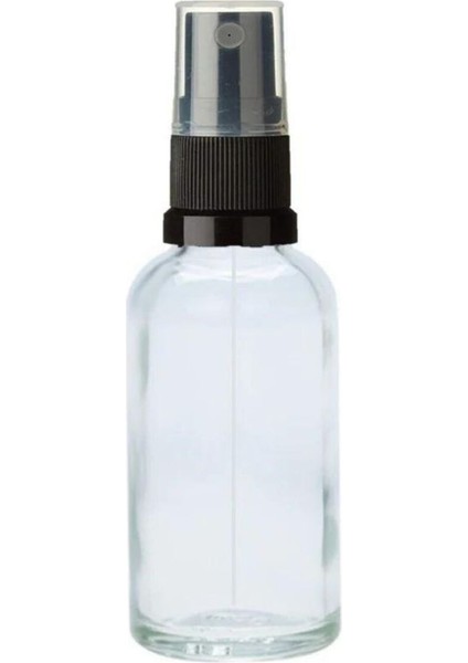 50ml Fısfıs Siyah Sprey Kapaklı Şeffaf Cam Şişe 3 Adet