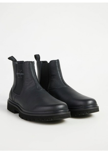 Deri Siyah Erkek Bot Eva Mıd Chelsea Boot Lth