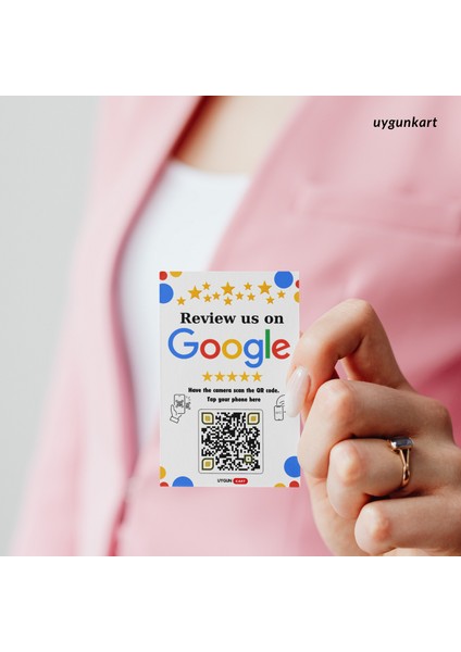 Ingilizce Google Yorum Kartı - Google Işletme Puanlama Kartı - 5 Yıldız Puan Toplar (Nfc ve Karekod Özellikli) - Tüm Telefonlarlar ile Uyumlu fırsatları