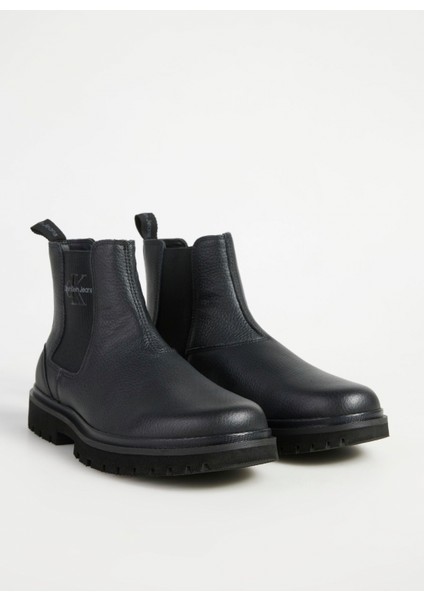 Calvin Klein Deri Siyah Erkek Bot Eva Mıd Chelsea Boot Lth