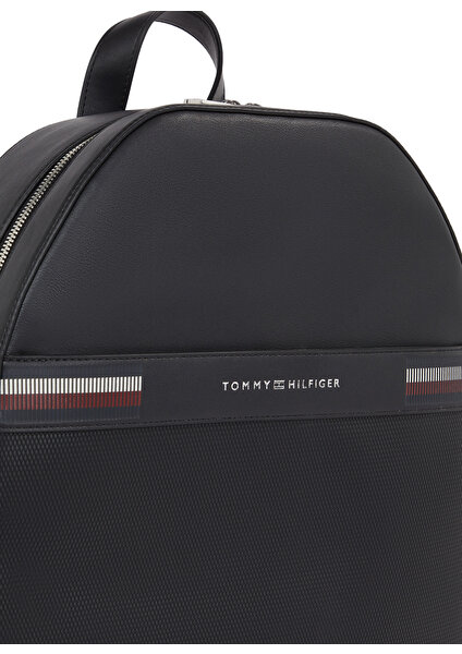 Tommy Hilfiger Siyah 35X45X12 cm Erkek Sırt Çantası Th Corp Texture Dome Backpack