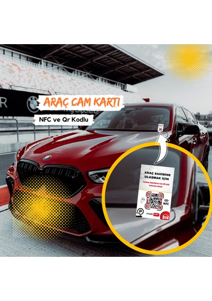 Araç Kartı - Akıllı Araç Etiketi -Qr Kod ve Nfc Özellikli - Araç Sahibini Arama Kartı -Tüm Telefonlar ile Uyumlu