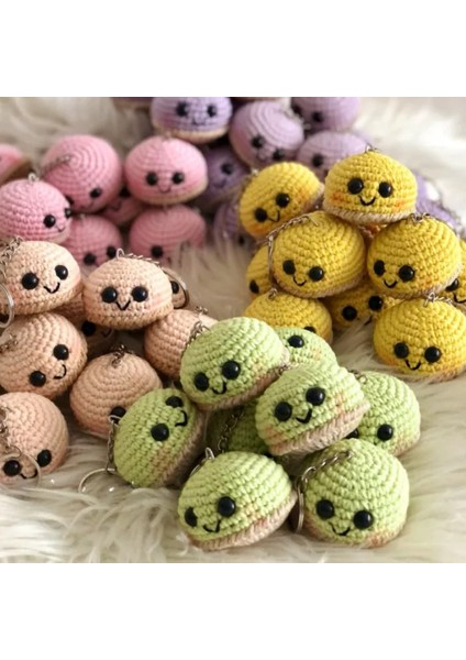 El Yapımı Amigurumi Sevimli Puf Anahtarlık - Bej fırsatları