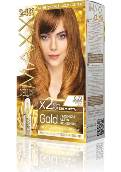 Golden Serıes 24k Altın Içerikli Tüp Boya Ve Saç Bakım Serumlu (2x50 Ml) Karamel 8.73