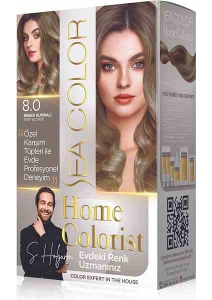 Home Colorıst (Evdeki Profesyonel Renk Uzmanınız) 2x50 Ml + 30 Ml Asistan Tüp Saç Boyası Bebek Kumralı 8.0