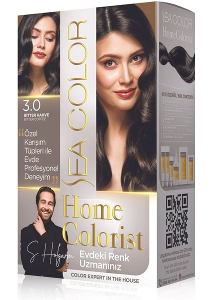 Home Colorıst 2x50 Ml + 30 Ml Asistan Tüp Saç Boyası Bitter Kahve 3.0
