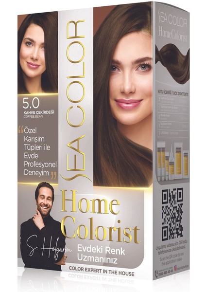 Home Colorıst (Evdeki Profesyonel Renk Uzmanınız) 2x50 Ml + 30 Ml Asistan Tüp Saç Boyası Kahve Çekirdeği 5.0