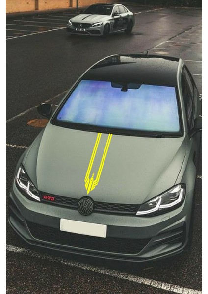 Oto Kaput Sticker Üçgen Damga Sarı 12*60 cm