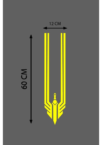 Oto Kaput Sticker Üçgen Damga Sarı 12*60 cm