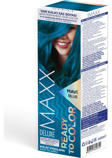 Semı Permanent Haır Dye (Yarı Kalıcı Saç Boyası Harika 5 Renk) 2x50 Ml Mavi (Blue)