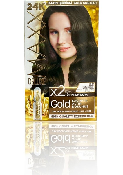 Golden Serıes 24k Altın Içerikli Tüp Boya Ve Saç Bakım Serumlu (2x50 Ml) Yoğun Küllü Koyu Kumral 6.11