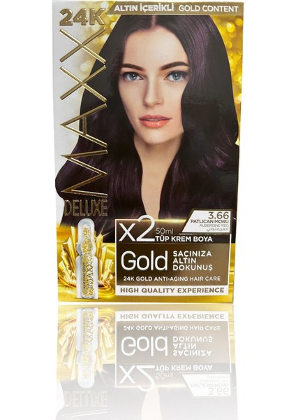 Golden Serıes 24k Altın Içerikli Tüp Boya Ve Saç Bakım Serumlu (2x50 Ml) Patlıcan Moru 3.66