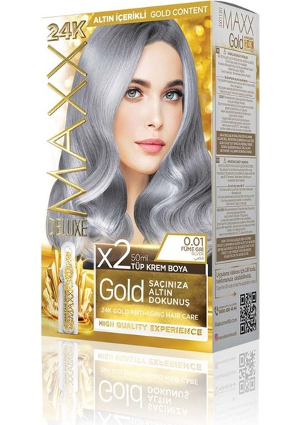 Golden Serıes 24k Altın Içerikli Tüp Boya Ve Saç Bakım Serumlu (2x50 Ml) Füme Gri 0.01