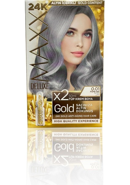 Golden Serıes 24k Altın Içerikli Tüp Boya Ve Saç Bakım Serumlu (2x50 Ml) Füme Gri 0.01
