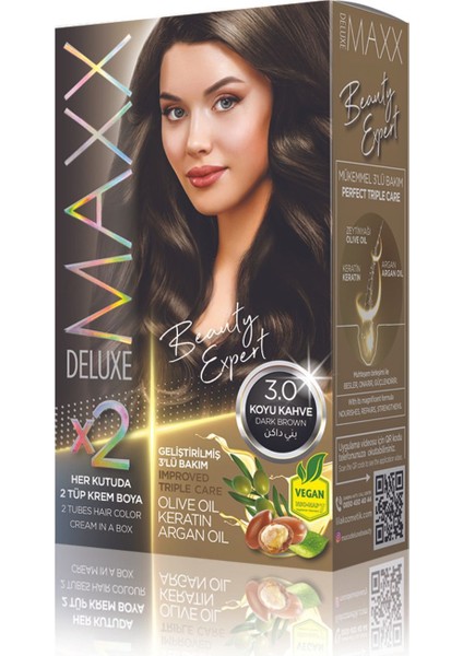 Beauty Serıes Keratinli Kalıcı Saç Boyası (2x50ml) 34 Harika Renk Koyu Kahve 3.0