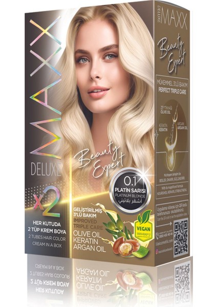 Beauty Serıes Keratinli Kalıcı Saç Boyası (2x50ml) 34 Harika Renk Platin Sarısı 0.1