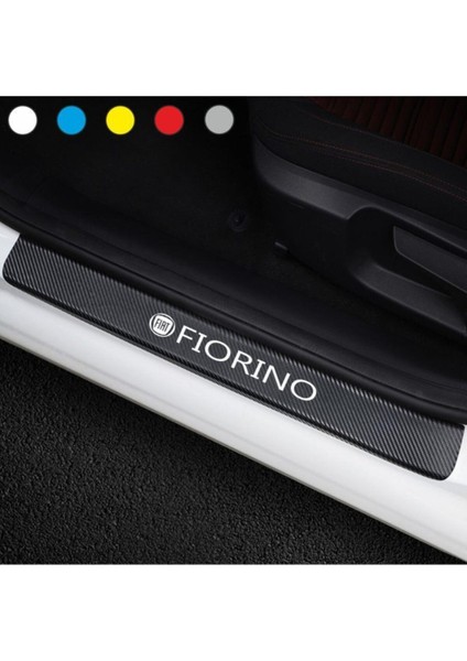Fiat Fiorino Için Uyumlu Aksesuar Oto Kapı Eşiği Sticker Karbon 4 Adet