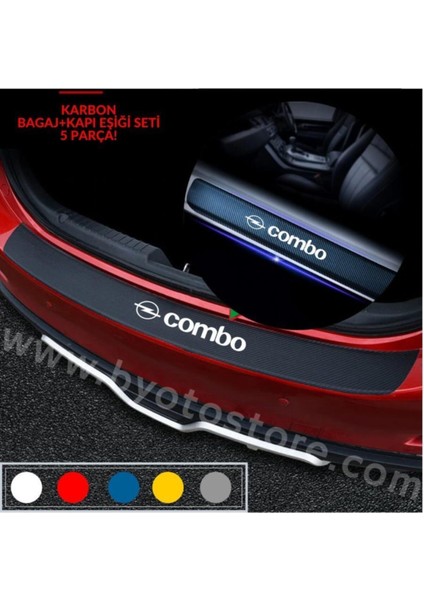 Opel Combo Için Uyumlu Aksesuar Oto Bagaj ve Kapı Eşiği Sticker Seti Karbon