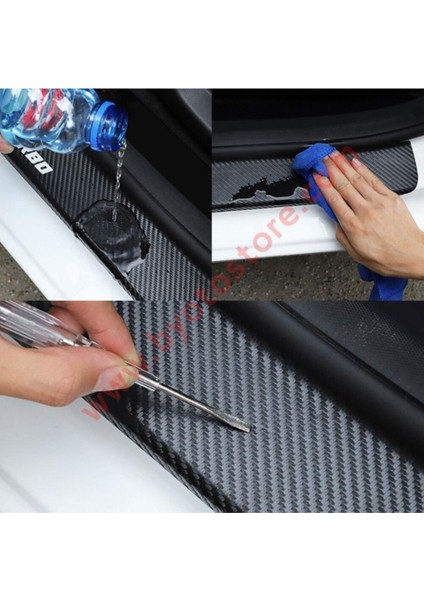 Opel Combo Için Uyumlu Aksesuar Oto Bagaj ve Kapı Eşiği Sticker Seti Karbon